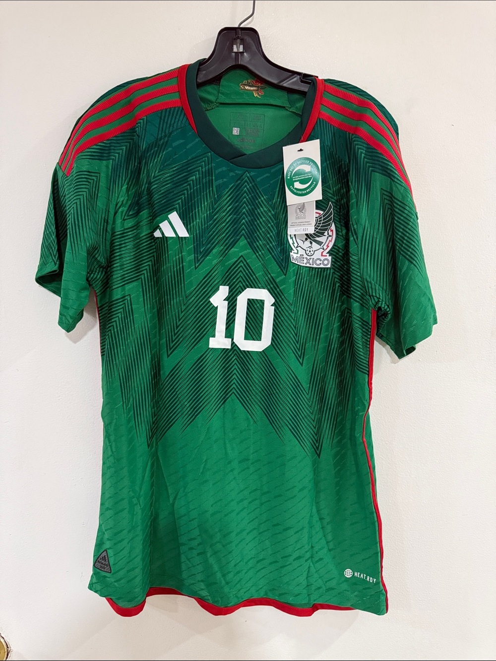 adidas Green Mexico #10 Soccer Jersey with Red Accents